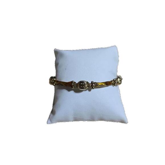 Amber Enamel Hinged Bangle Bracelet - Picture 2 of 5